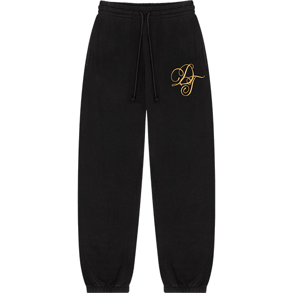 Denim Tears DT Metallic Gold Script Sweatpants Black Apparel