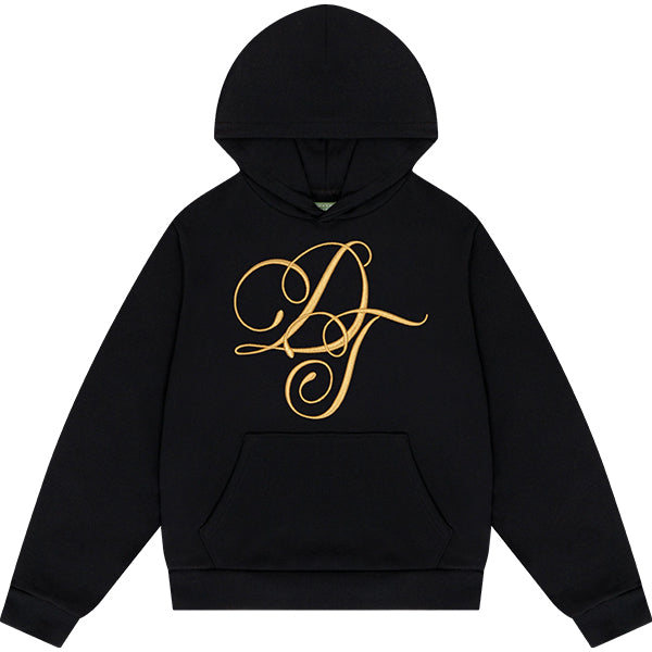 Denim Tears DT Metallic Gold Script Hoodie Black Apparel