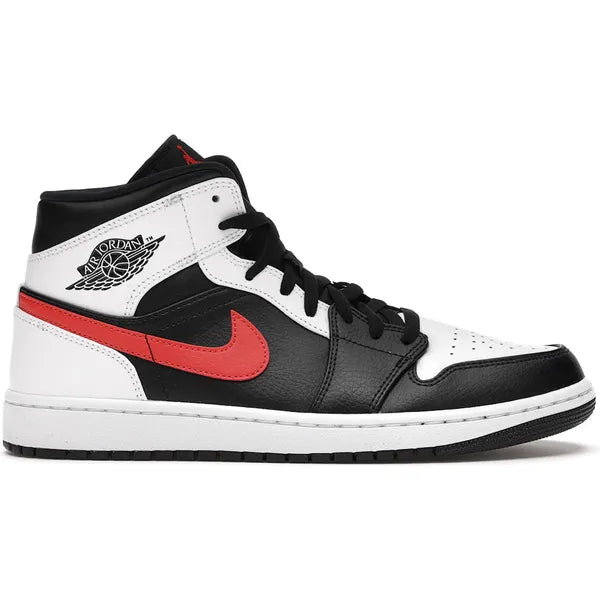 Jordan 1 Mid Black Chile Red White Sneakers