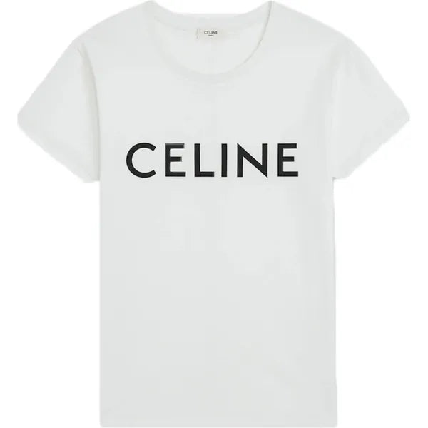 Celine Cotton T-shirt White/Black Apparel