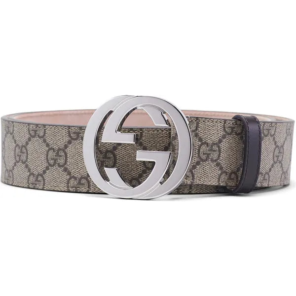 Gucci Belt GG Supreme Interlocking G Buckle 1.5W Beige Ebony/Cocoa Accessories