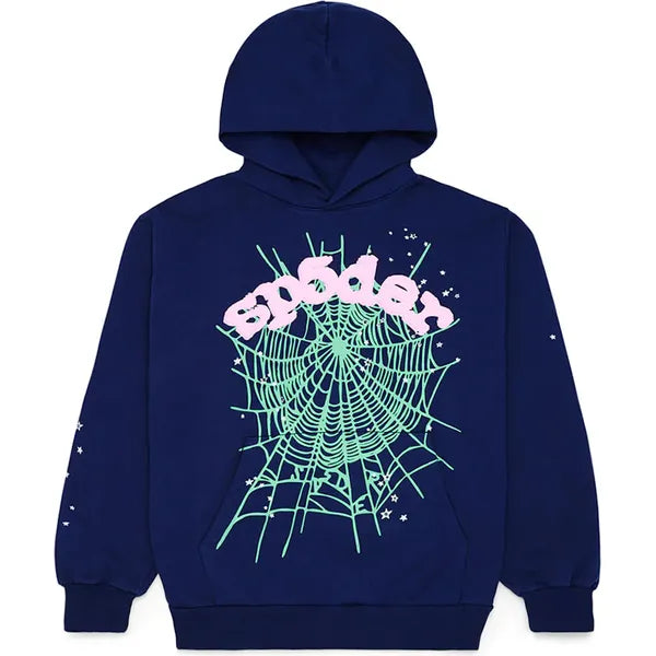 Sp5der OG Web Hoodie Navy Apparel