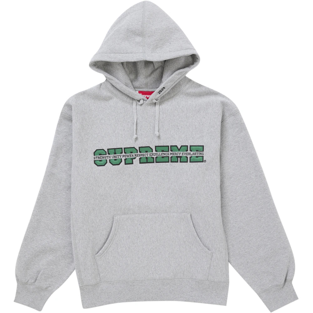 Supreme Collegiate Acronym Hooded Sweatshirt Heather Grey Apparel