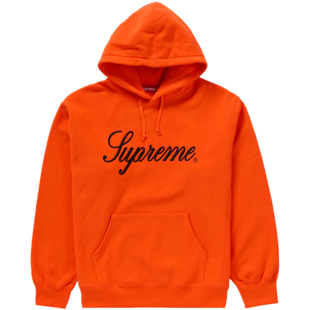 Supreme Embroidered Script Hooded Sweatshirt Orange Apparel