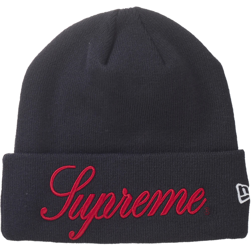 Supreme New Era Script Beanie Navy Accessories