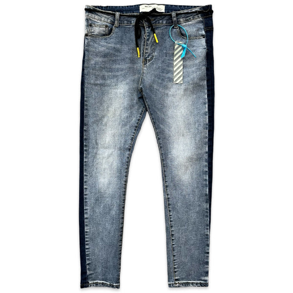 Off-White Slim Fit Striped Denim Jeans Dark Washed Blue/Indigo Apparel