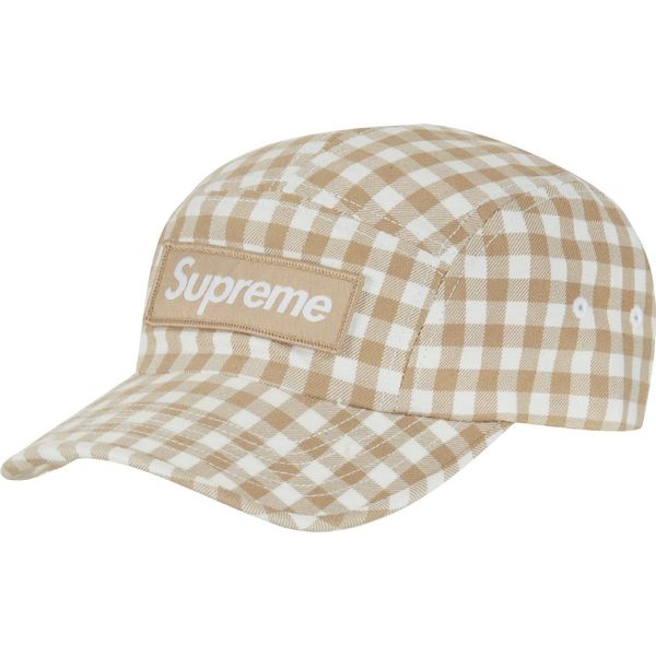 Supreme 2-Tone Ripstop Camp 5 panel pink checkered hat camp Cap (SS21) white